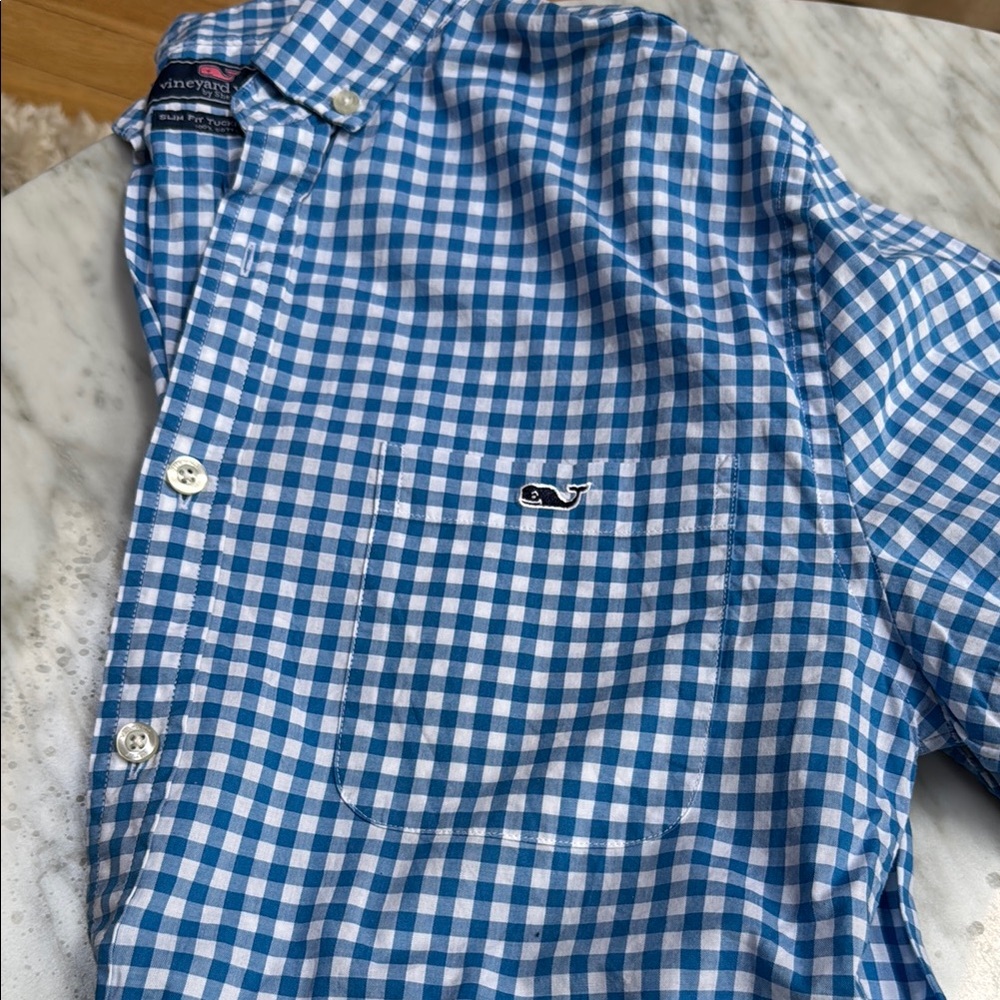 Vineyard Vines blue checkered dress shirt